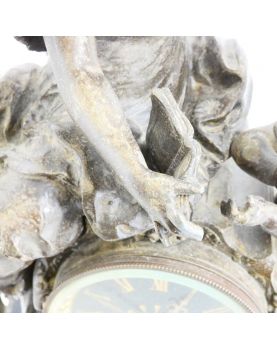 Pendule en Régule Sujet Femme et Enfant à Restaurer avec Balancier