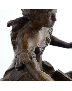 Spelter Pendulum with Woman and Child Subject to Restoration with Pendulum