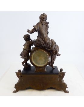 Pendule en Régule Sujet Femme et Enfant à Restaurer avec Balancier