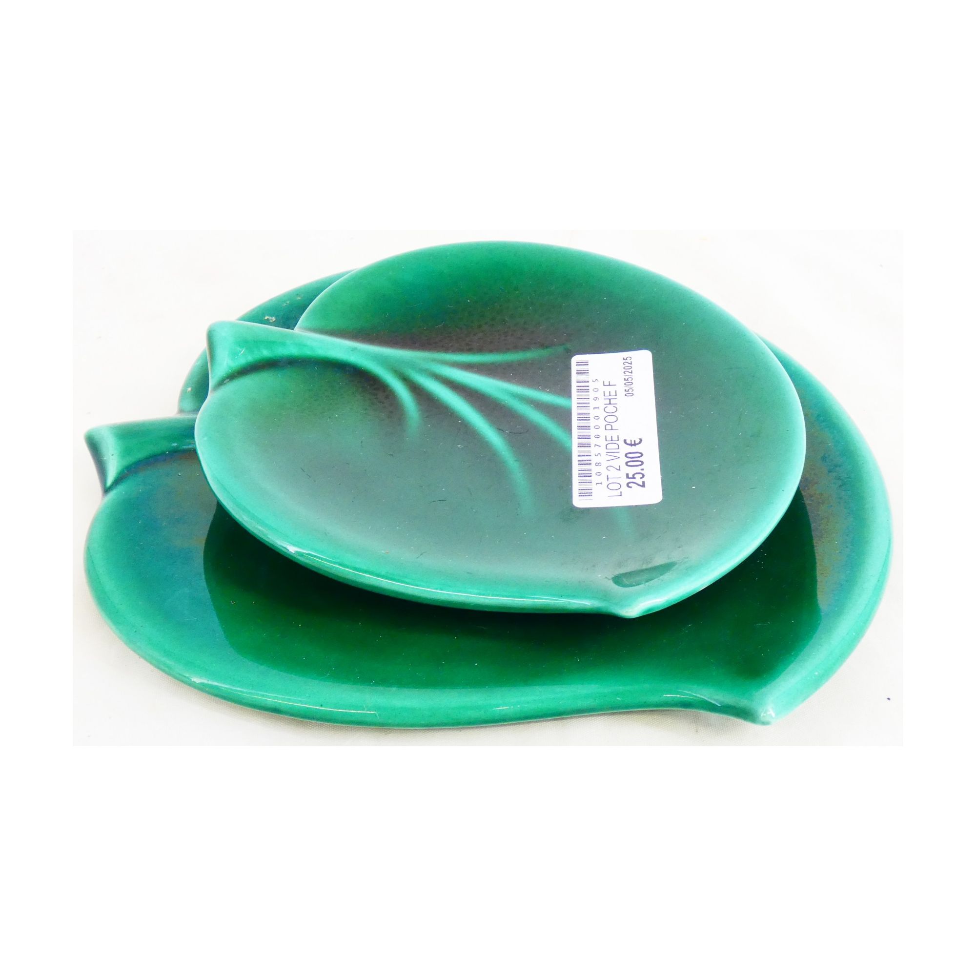 Lot de 2 Vide Poche Décor de Feuilles Années 50 Lot de 2 Vide Poche Décor de Feuilles Années 50
