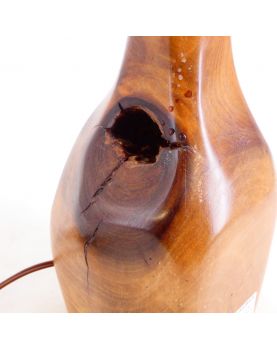 Lampe de Bureau en Bois d’Olivier Estampillée Richard Lecompte