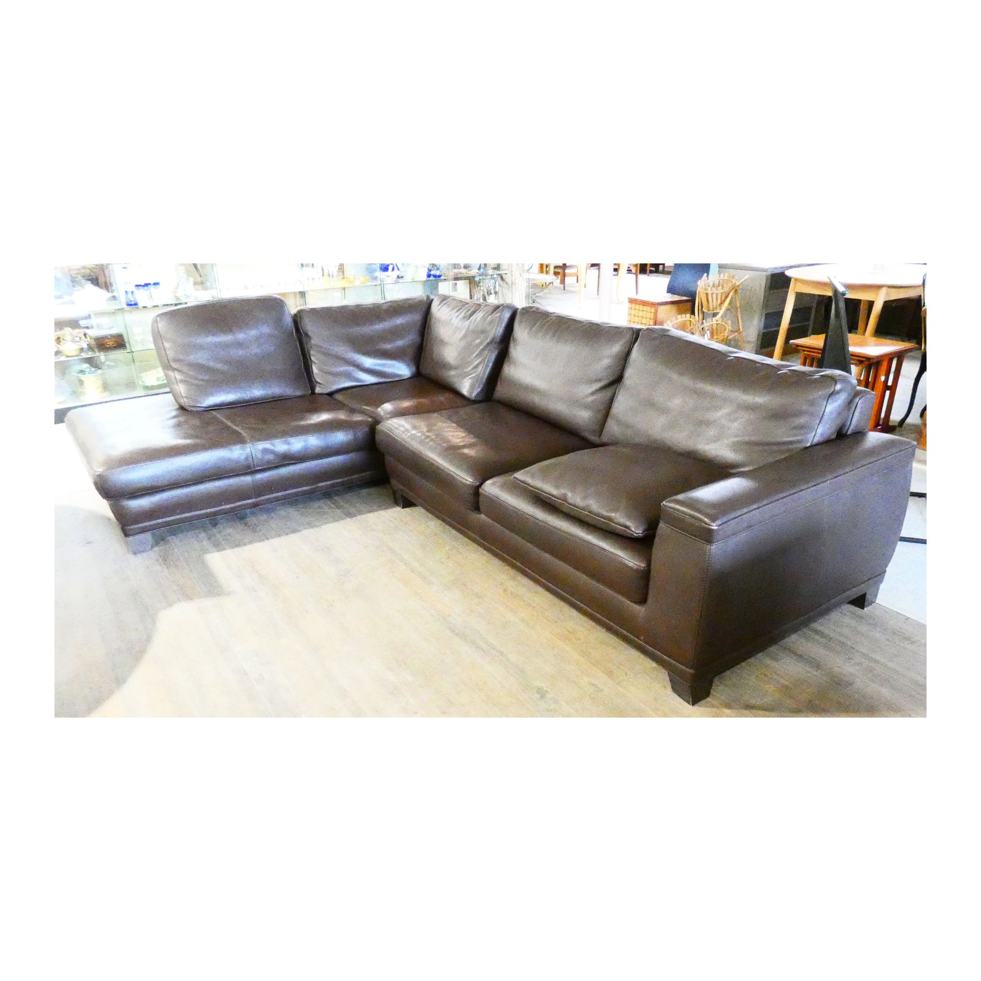 Leather Corner Sofa with Fixing Leg Leather Corner Sofa with Fixing Leg