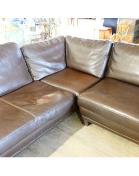Leather Corner Sofa with Fixing Leg