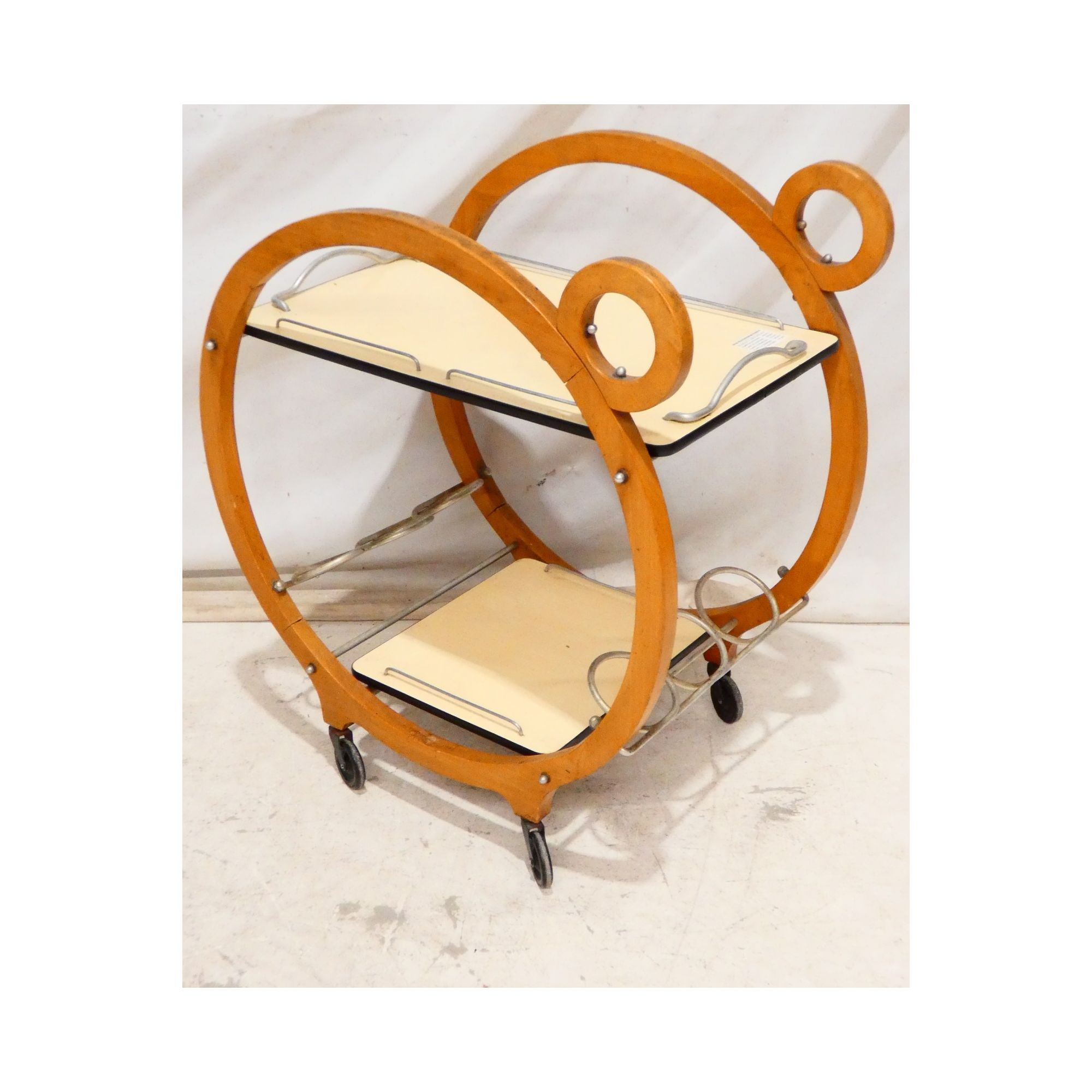 Desserte Bar Moderniste sur Roulette 2 Plateaux Desserte Bar Moderniste sur Roulette 2 Plateaux