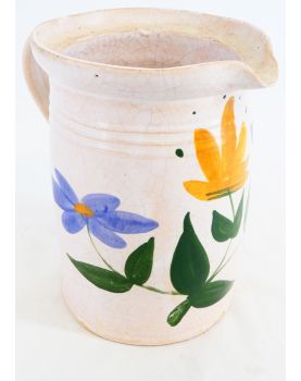 Earthenware Pitcher with Floral Decor