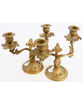 Paire de Chandeliers en Laiton
