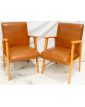 Paire de Fauteuils en Skaï Marron 1960