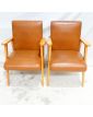 Paire de Fauteuils en Skaï Marron 1960