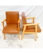 Paire de Fauteuils en Skaï Marron 1960