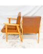Paire de Fauteuils en Skaï Marron 1960