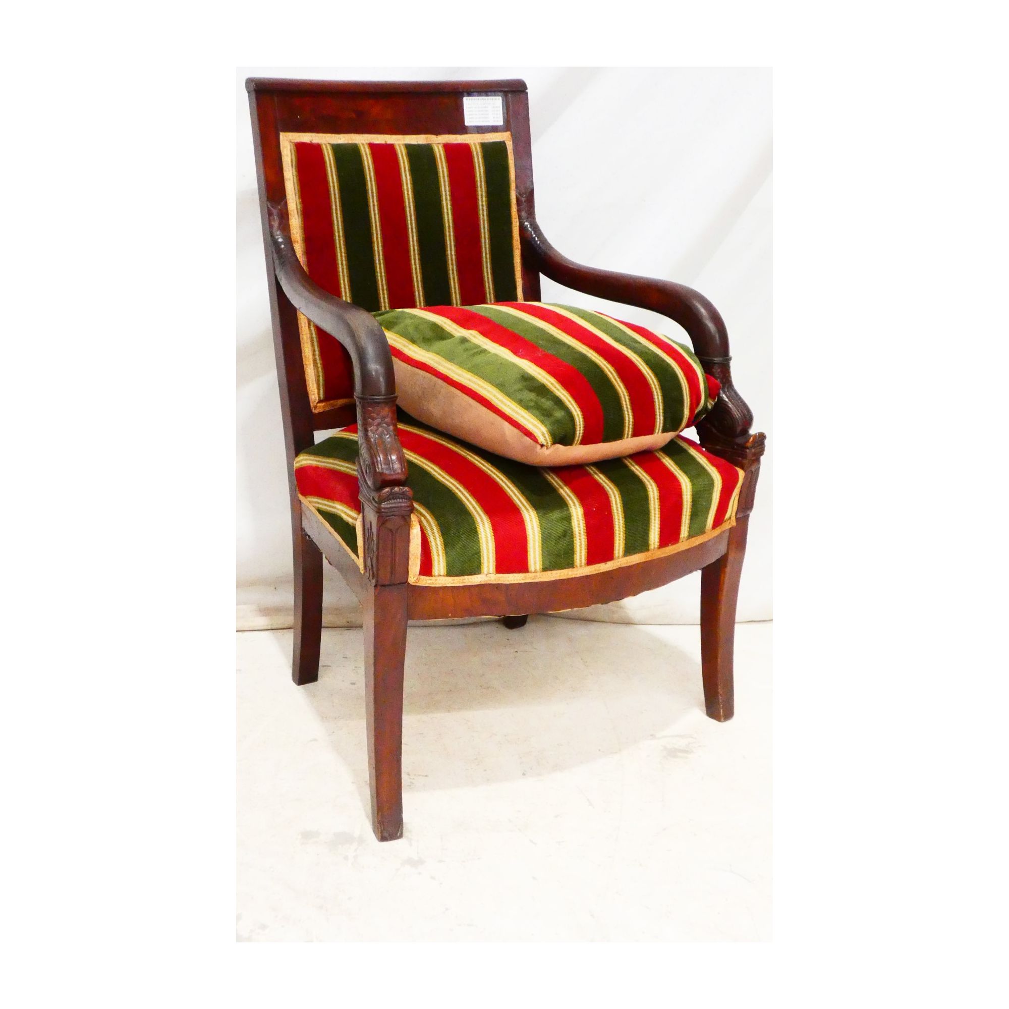 Empire Armchair in Red and Green Mahogany Empire Armchair in Red and Green Mahogany