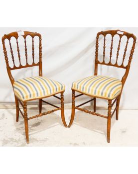 Paire de Chaises Napoléon III Tissu Rayé