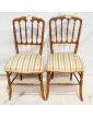 Pair of Napoleon III Chairs in Striped Fabric