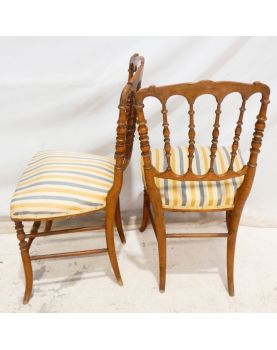 Pair of Napoleon III Chairs in Striped Fabric