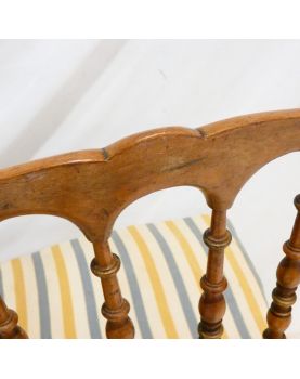 Pair of Napoleon III Chairs in Striped Fabric