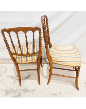 Pair of Napoleon III Chairs in Striped Fabric