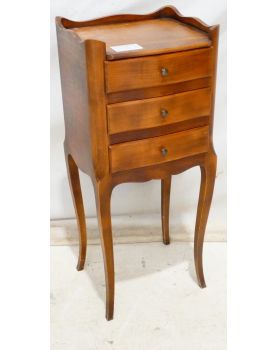 Bedside table with 3 drawers and curved legs