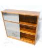 Petite Bibliothèque 4 Portes Coulissantes en Verre