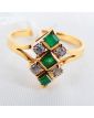 Bague en Or Jaune 18k Pierres Vertes 3 Grammes