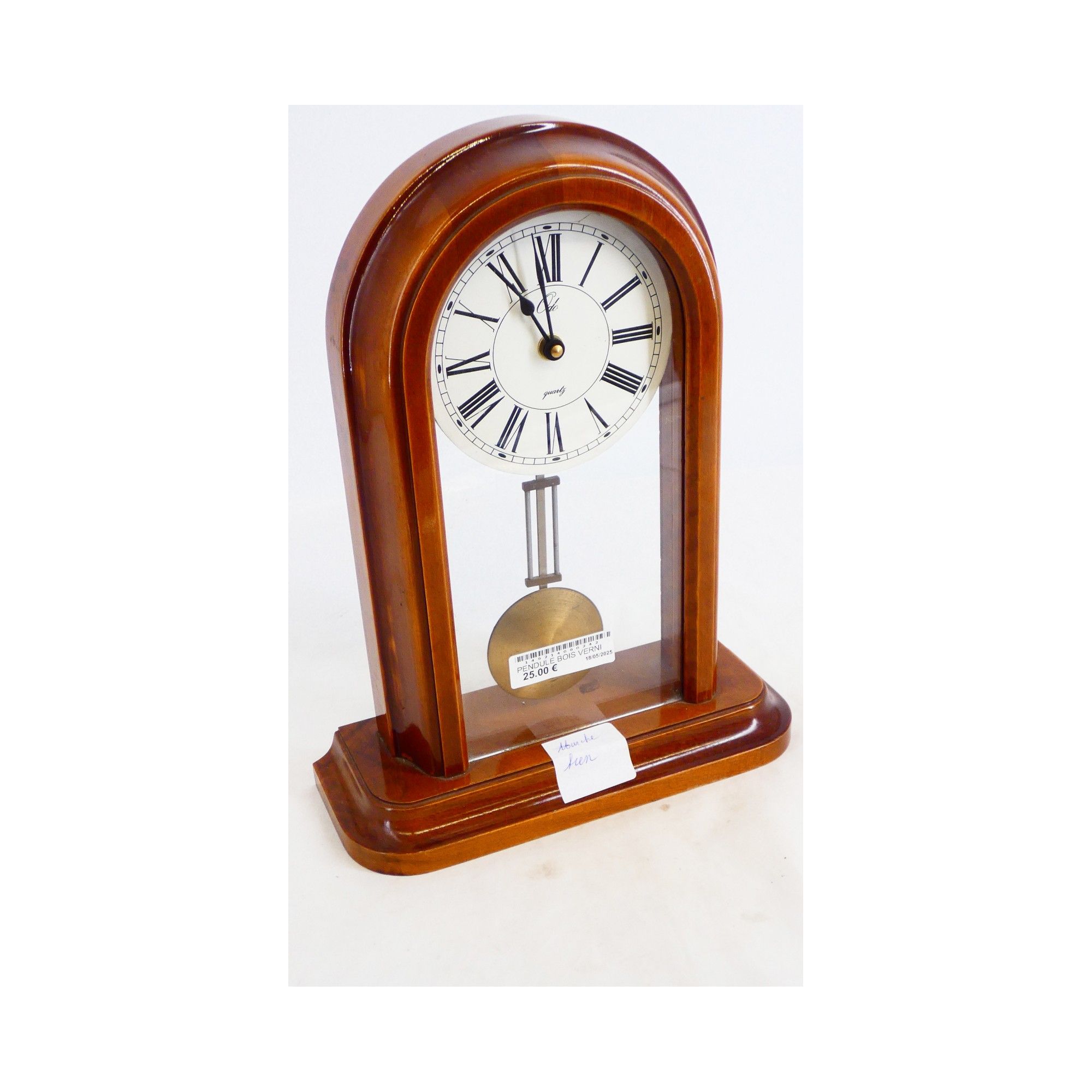 Varnished Wooden Clock Battery Operated Movement Varnished Wooden Clock Battery Operated Movement