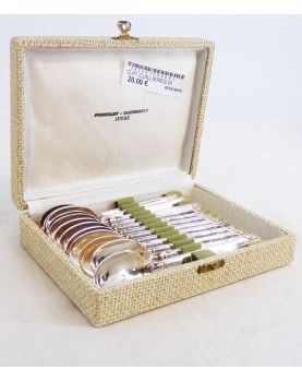 Set of 12 Small PIGNOLET GUERRAULT Spoons in Silver Metal in its Box