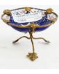 Petite Coupe Tripode en Cuivre Emaillée Bleue