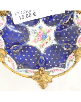 Petite Coupe Tripode en Cuivre Emaillée Bleue