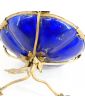 Small Blue Enameled Copper Tripod Cup