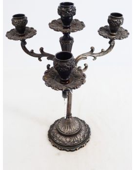 4-Light Silver Metal Candle Holder