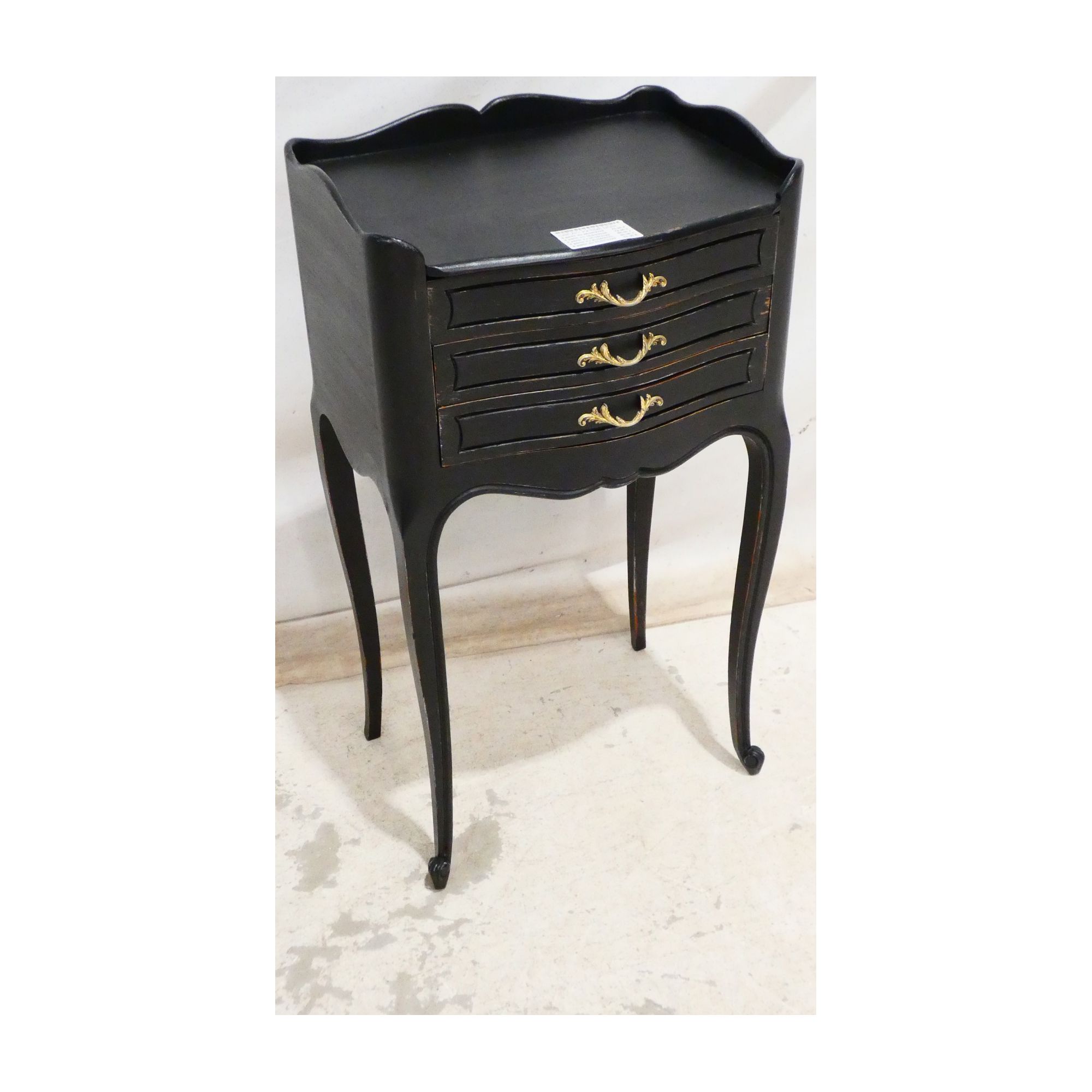 Black Patina 3-Drawer Bedside Table Black Patina 3-Drawer Bedside Table