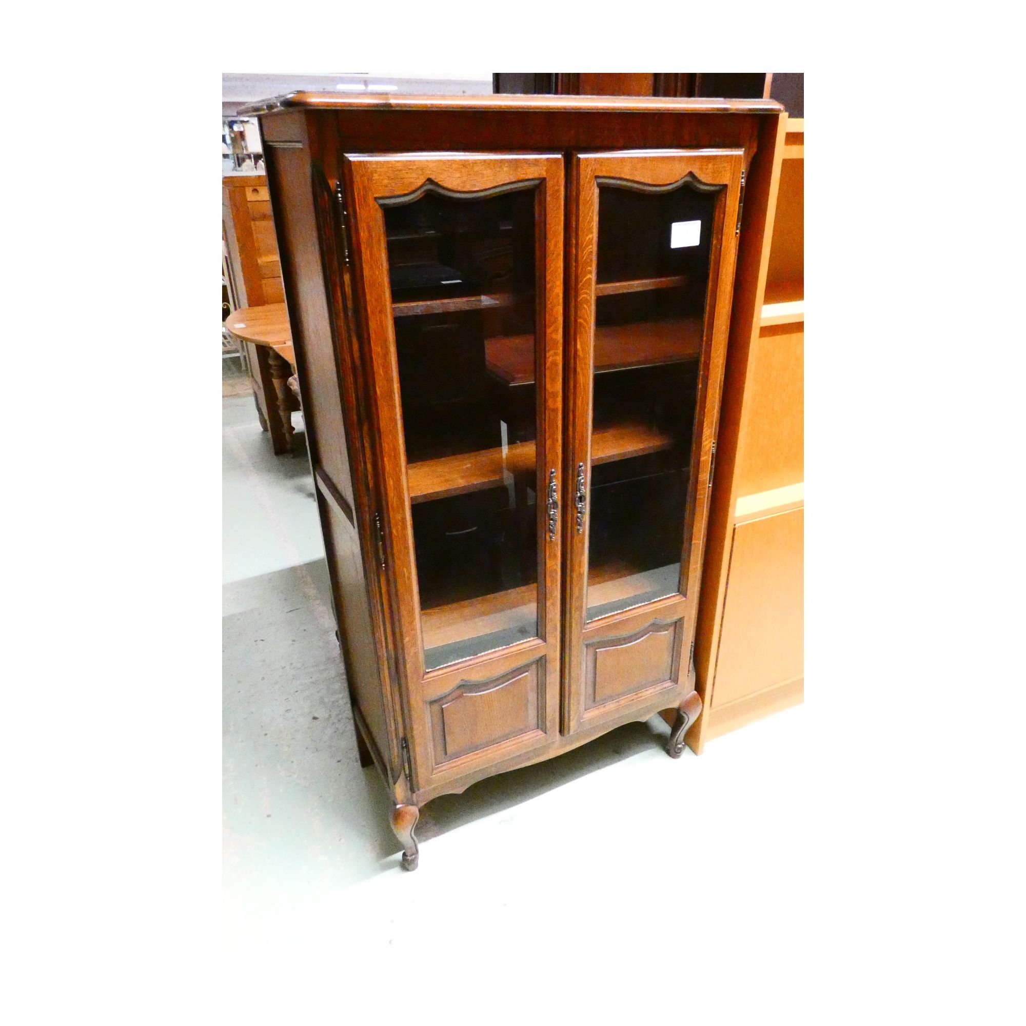 Small Neo Rustic 2 Glass Door Display Cabinet with Key Small Neo Rustic 2 Glass Door Display Cabinet with Key