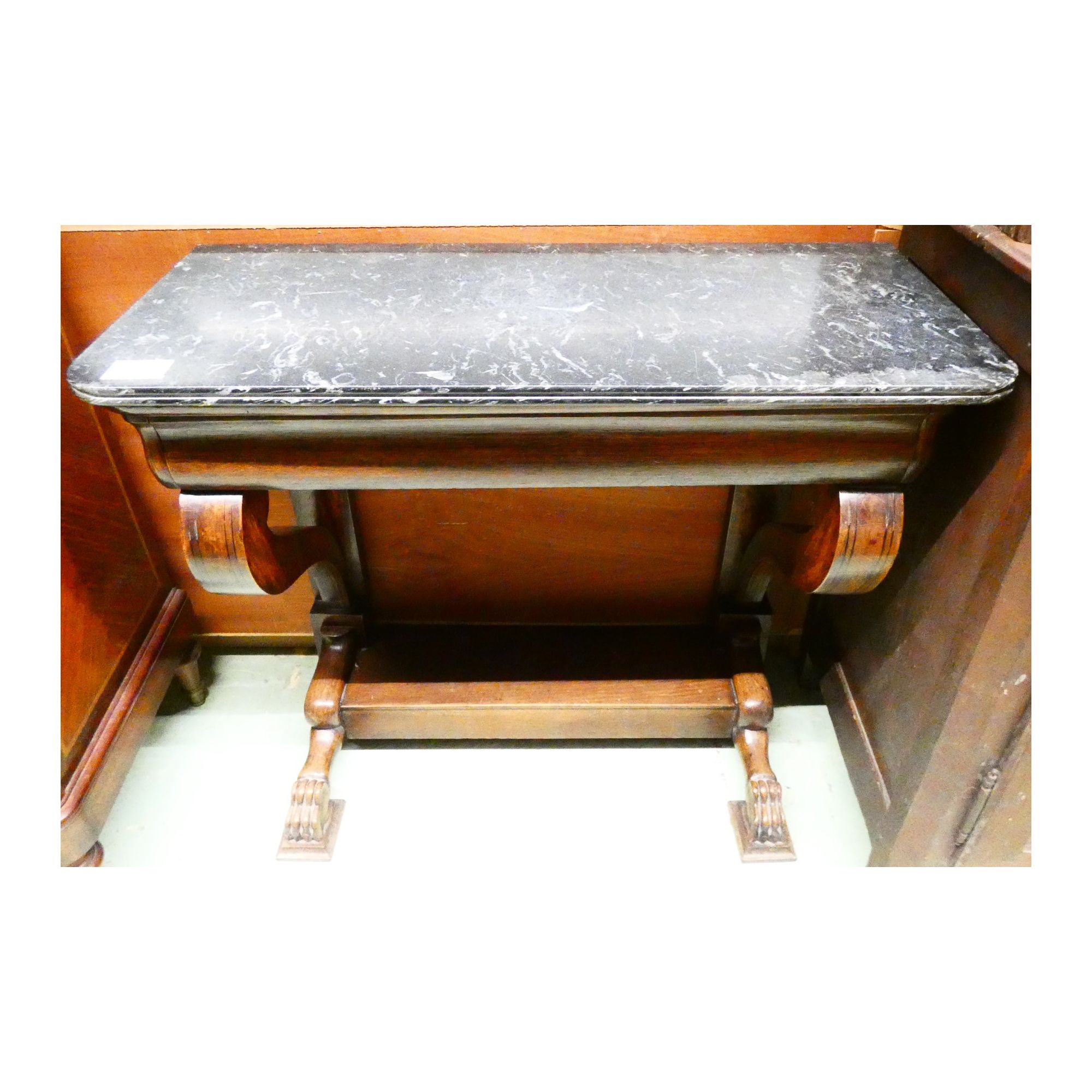Louis Philippe Console with Black Marble Top Louis Philippe Console with Black Marble Top