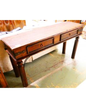 Dark Wood 2 Drawer Console Table