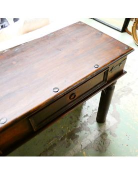 Dark Wood 2 Drawer Console Table