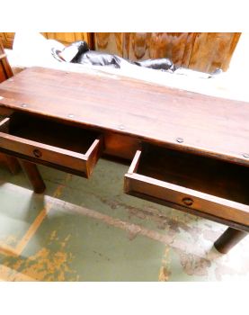 Dark Wood 2 Drawer Console Table