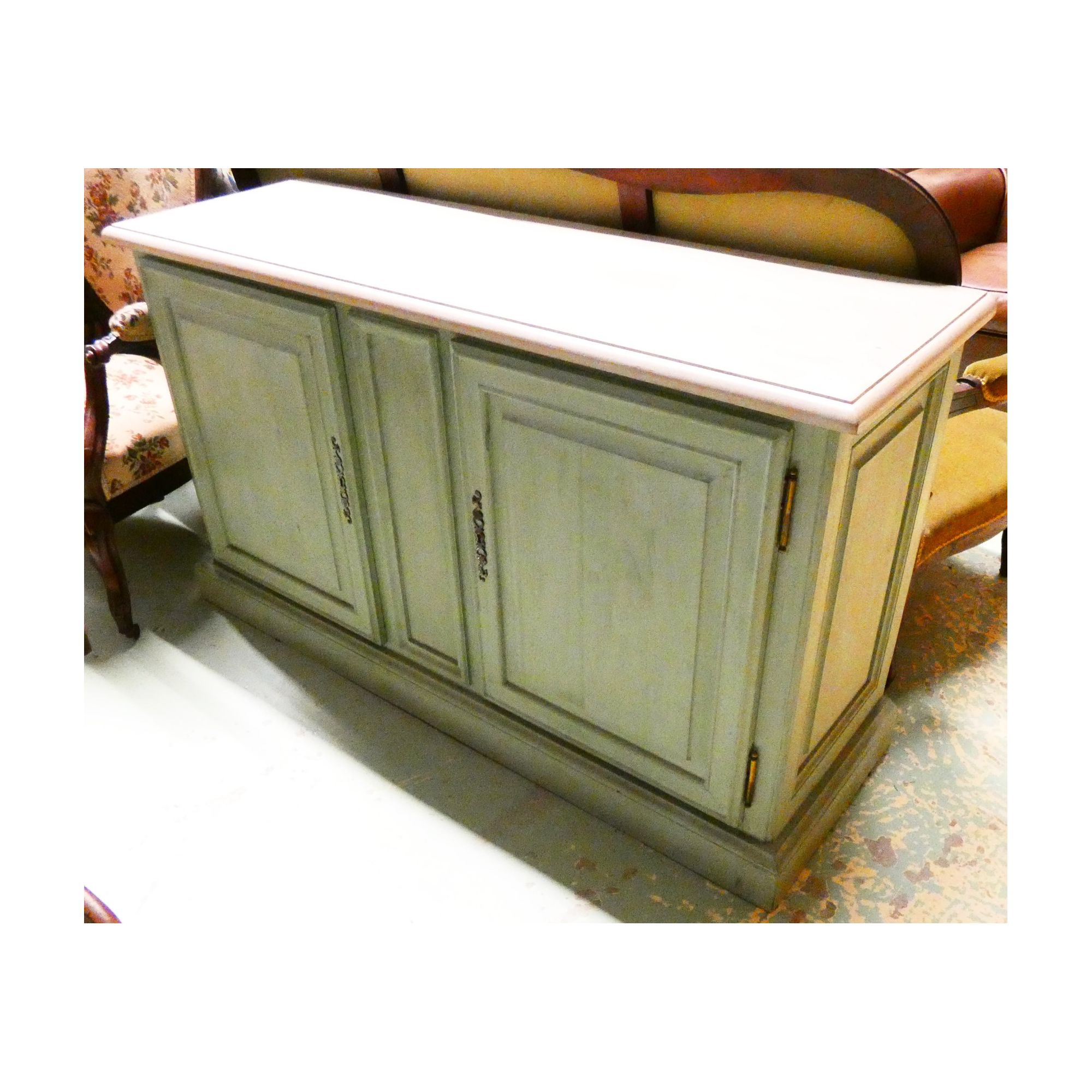Small Green Patinated Sideboard Small Green Patinated Sideboard