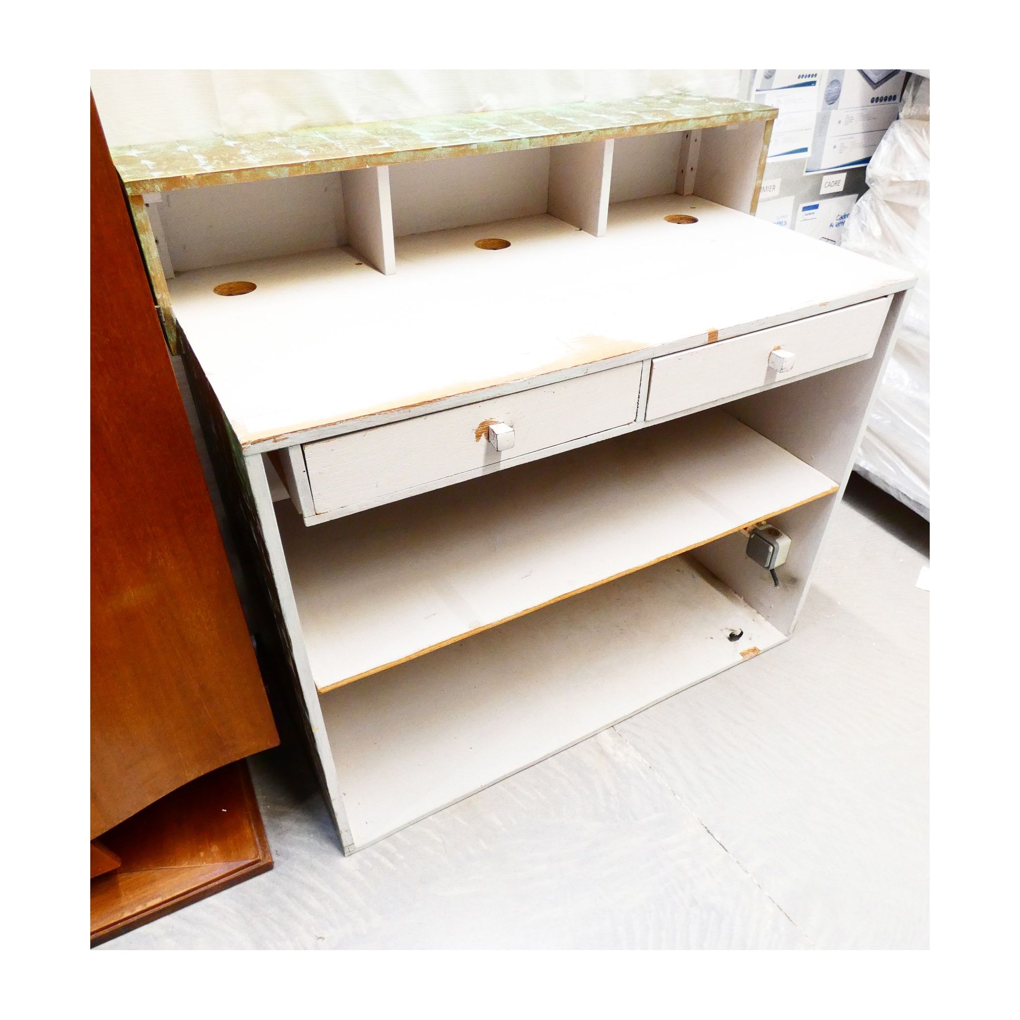 2-Drawer Gray and Gold Store Counter 2-Drawer Gray and Gold Store Counter