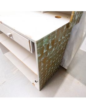 2-Drawer Gray and Gold Store Counter