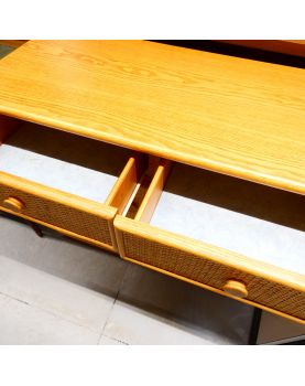 Small 2-Door, 2-Drawer Chest of Drawers with Rattan Finish