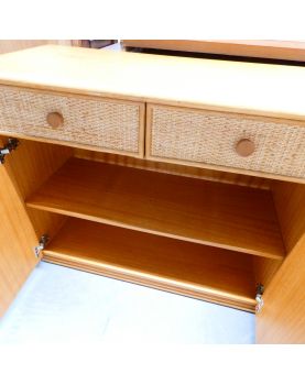 Small 2-Door, 2-Drawer Chest of Drawers with Rattan Finish