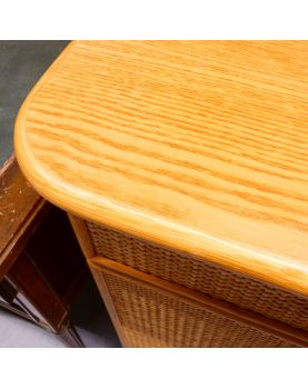 Small 2-Door, 2-Drawer Chest of Drawers with Rattan Finish