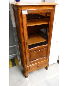 Small Louis XV Oak Display Cabinet with 1 Glass Door and 1 Drawer with Key
