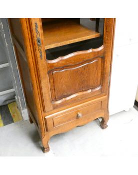 Small Louis XV Oak Display Cabinet with 1 Glass Door and 1 Drawer with Key