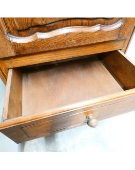 Small Louis XV Oak Display Cabinet with 1 Glass Door and 1 Drawer with Key
