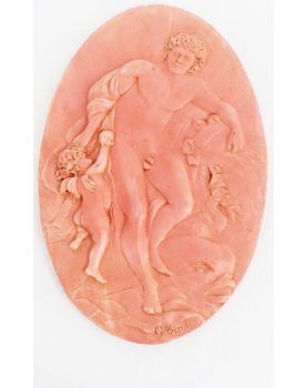Terracotta Medallion Signed G.MARTI Nude Scene