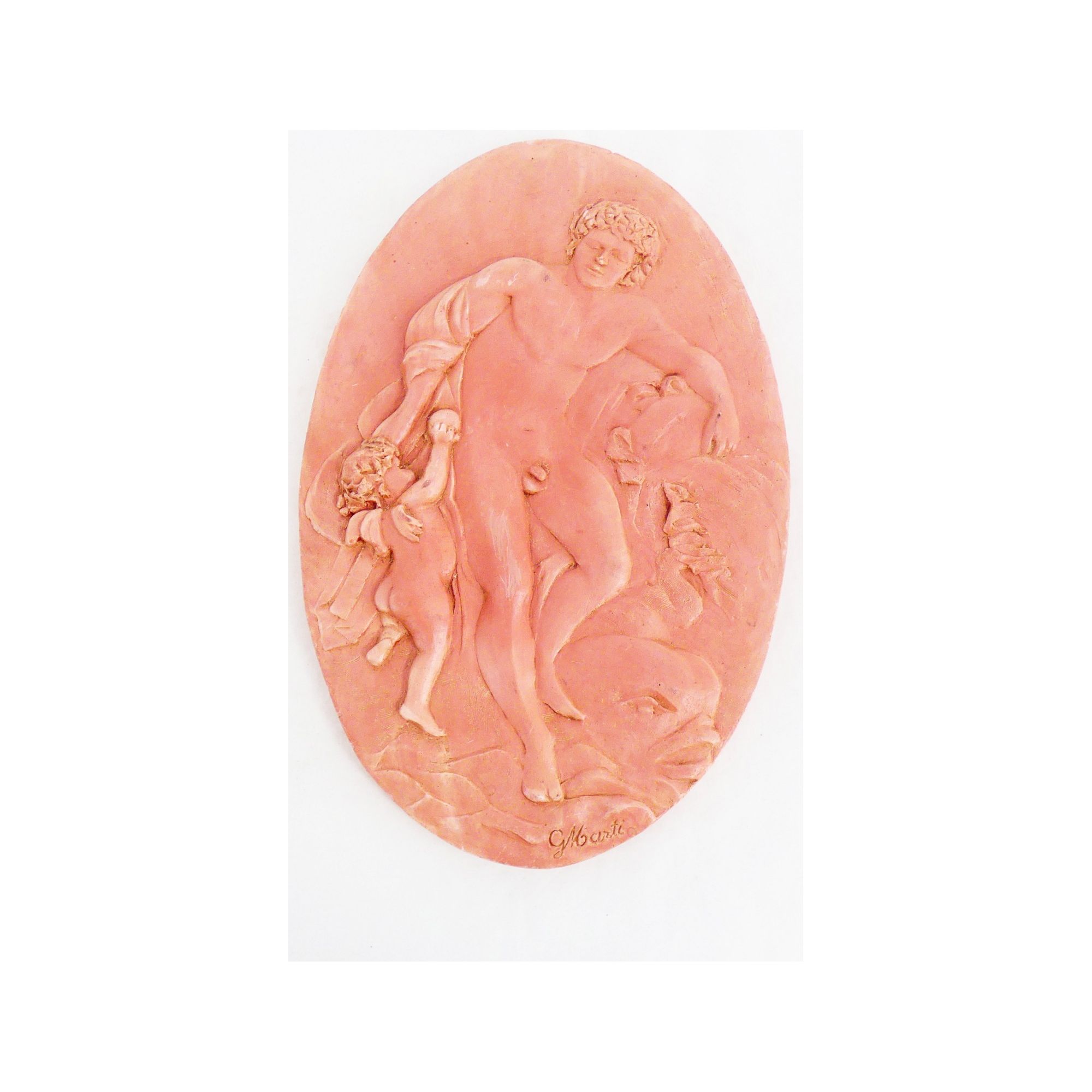 Terracotta Medallion Signed G.MARTI Nude Scene Terracotta Medallion Signed G.MARTI Nude Scene