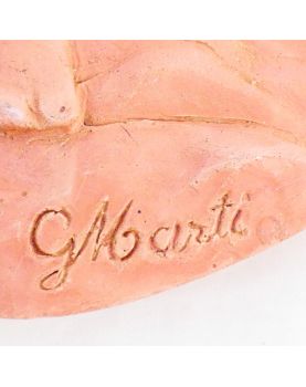Terracotta Medallion Signed G.MARTI Nude Scene