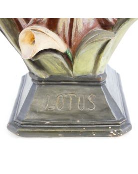 Polychrome Plaster Bust LOTUS Art Nouveau Signed J.P ROUGNEAUX