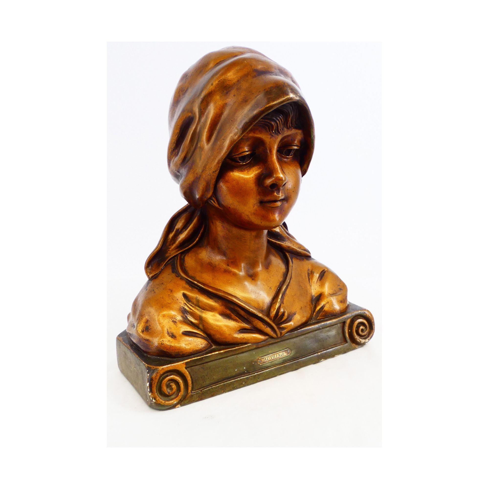 Bust of a Woman in Gilded Plaster in the Village Bust of a Woman in Gilded Plaster in the Village