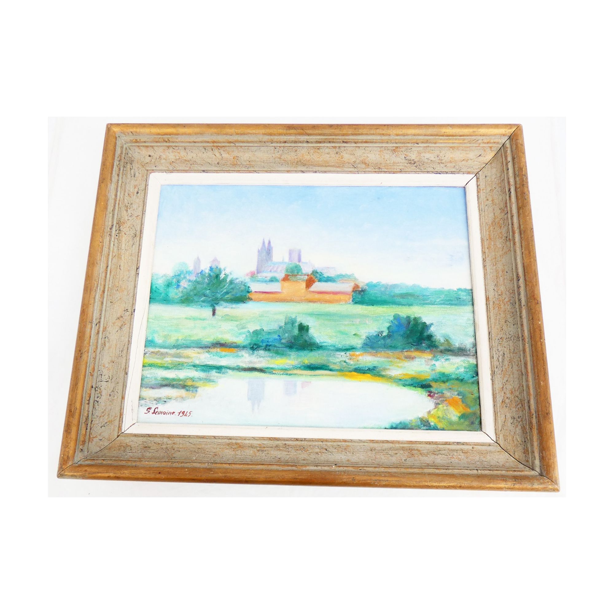 Oil on canvas View of Coutances Signed G.LEMOINE Oil on canvas View of Coutances Signed G.LEMOINE